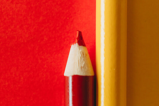 Macro Red and Yellow Coloring Pencils