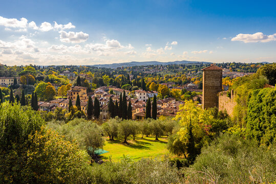 Arcetri located south of Florence positioned among the hills in a sunny autumn day.