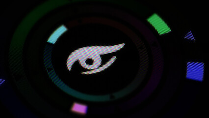 The Eye icon on the screen. 3D illustration.