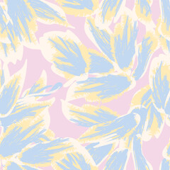 Fototapeta na wymiar Floral Brush strokes Seamless Pattern Design