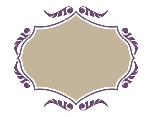 エンブレム風のオリエント柄、アラベスク柄、ダマスク柄の飾り罫ビンテージのフレーム