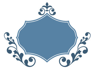 エンブレム風のオリエント柄、アラベスク柄、ダマスク柄の飾り罫ビンテージのフレーム