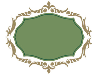 エンブレム風のオリエント柄、アラベスク柄、ダマスク柄の飾り罫ビンテージのフレーム