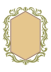 エンブレム風のオリエント柄、アラベスク柄、ダマスク柄の飾り罫ビンテージのフレーム