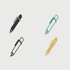 Thin Pen solid art vector icon isolated on white background.  filled symbol in a simple flat trendy modern style for your website design, logo, and mobile app
