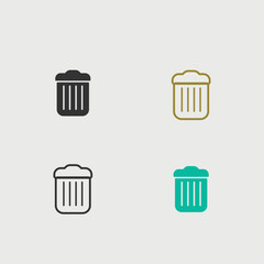 Trashcan solid art vector icon isolated on white background.  filled symbol in a simple flat trendy modern style for your website design, logo, and mobile app