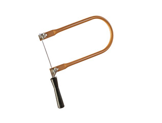 Manual joiner's tool. Jigsaw for cutting plywood, white background