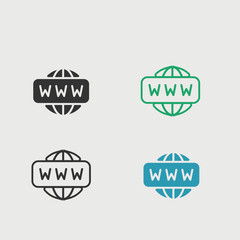 World Wide Web  solid art vector icon isolated on white background.  filled symbol in a simple flat trendy modern style for your website design, logo, and mobile app