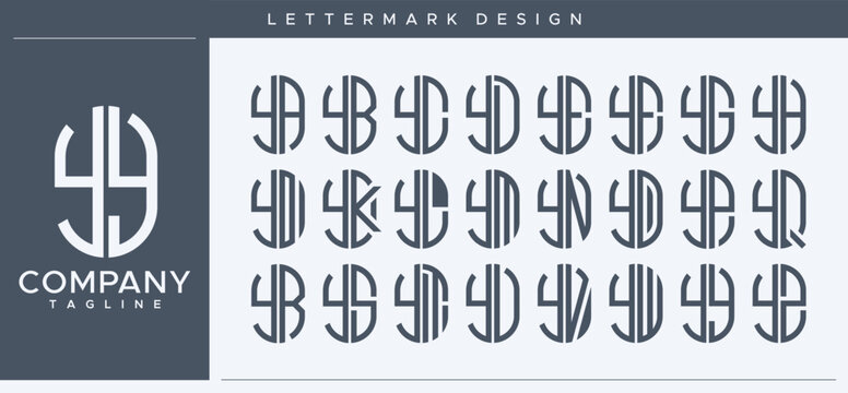 Modern line abstract tube capsule initial Y YY letter logo set