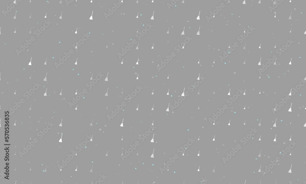 Poster seamless background pattern of evenly spaced white broom symbols of different sizes and opacity. vec