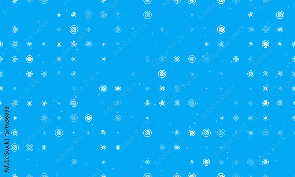 Poster seamless background pattern of evenly spaced white sushi roll symbols of different sizes and opacity