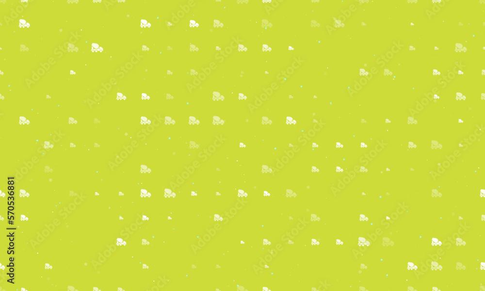 Poster seamless background pattern of evenly spaced white concrete mixer truck symbols of different sizes a