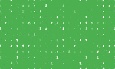 Seamless background pattern of evenly spaced white mouse symbols of different sizes and opacity. Vector illustration on green background with stars