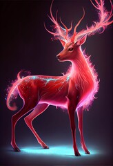 Plakat red deer standing in front of a black background. generative ai.