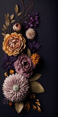 Beautiful colorful flowers, copy space, generative ai