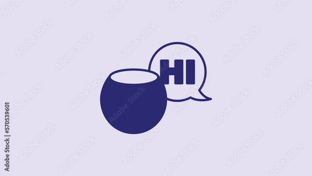 Poster blue voice assistant icon isolated on purple background. voice control user interface smart speaker.