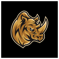 Rhino head mascot esport logo template, Rhino logo design vector