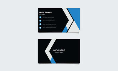 Modern, simple, and creative business card template.Black and blue name card.