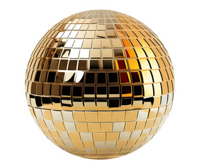 Golden disco mirror ball cut out. Based on Generative AI