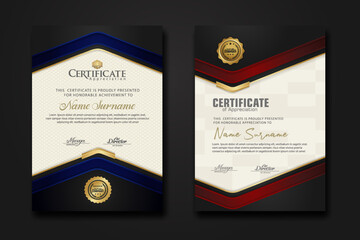 New design two set luxury certificate template with shadow effect on overlap layers and cream color on pattern background