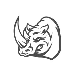Rhino head mascot esport logo template, Rhino logo design vector