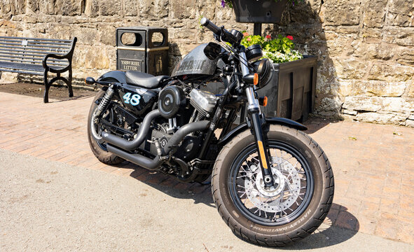 Llangollen Wales united kingdom July 16 2022   Emblem and Engine of a Harley Davidson. Harley Davidson Motorcycles are Known for Their Loyal Following