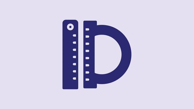 Blue Protractor grid for measuring degrees icon isolated on purple background. Tilt angle meter. Measuring tool. Geometric symbol. 4K Video motion graphic animation