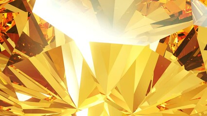 Beautiful sparkling citrine crystal. Kaleidoscope, rotating background. Looping animation 4K.