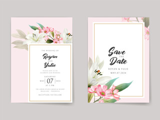 Elegant white floral wedding invitation card