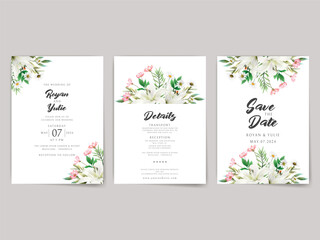 Elegant white floral wedding invitation card