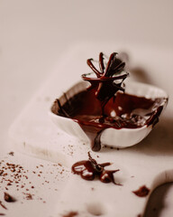 Liquid chocolate in a small bowl