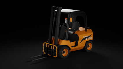 forklift truck with forklift 3D model render
