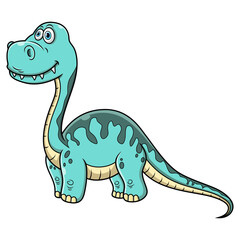 Cartoon funny baby brontosaurus dinosaur