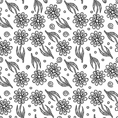 Fototapeta na wymiar Seamless floral pattern. Doodle background with flowers. Spring pattern
