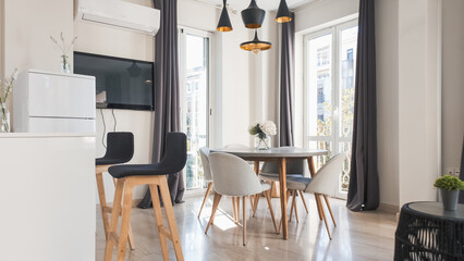 Inside view of a modern apartment. Modern architect and interior design concept.