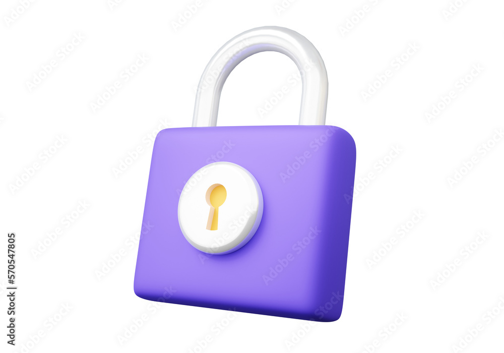 Poster key security protection concept. unlock padlock icon floating on isolated. account identity, id priv