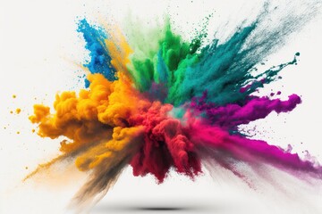 Fototapeta na wymiar art clor colorful splash holi rainbow color powder explosion Generative AI.