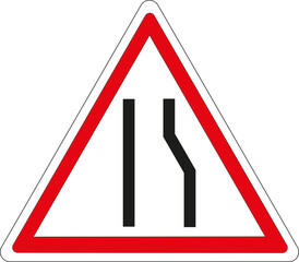 Panneau routier: Chaussée rétrécie à droite	