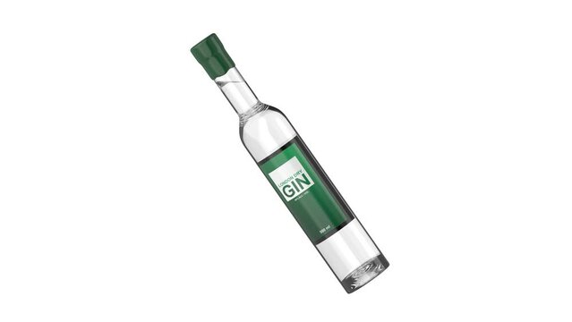 Gin bottle on white background