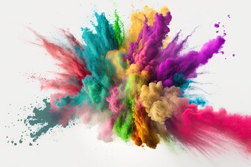 Fototapeta na wymiar art clor colorful splash holi rainbow color powder explosion Generative AI.