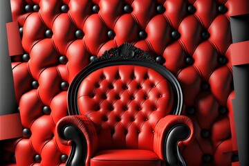 Sillon rojo de lujo estilo clásico, asiento barroco de estilo moderno, creada con IA generativa - obrazy, fototapety, plakaty