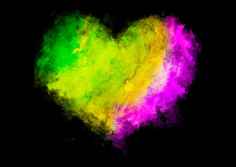 Watercolor Heart graffiti, Heart drawing with watercolor, Colorful Heart drawing, love, heart, valentine, Smoke heart