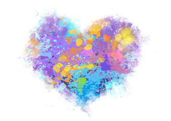Watercolor Heart graffiti, Heart drawing with watercolor, Colorful Heart drawing, love, heart, valentine, Smoke heart