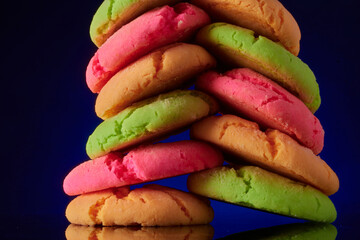 Stack of cookies in neon colors