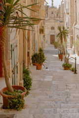 Beautiful walkway along an ancient city in Malta - obrazy, fototapety, plakaty