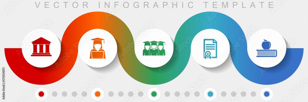 Poster learning and study infographic vector template with icon set, miscellaneous icons such as building, 