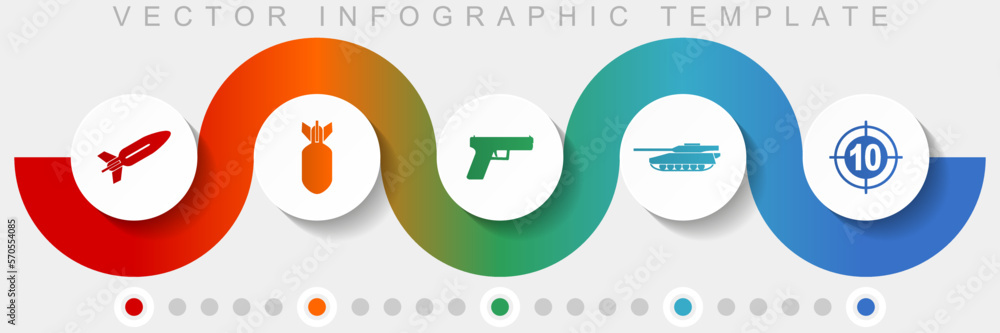 Poster war infographic vector template with icon set, miscellaneous icons such as missle, bomb, gun, tank a
