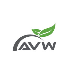 AVW letter nature logo design on white background. AVW creative initials letter leaf logo concept. AVW letter design.
