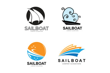 Sailboat Logo Design, Fishing Boat Illustration, Fishing Boat Company Brand Vector Icon, Boat Shop Design, Fish Shop, Transportation