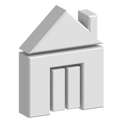 3d house icon on a white background
